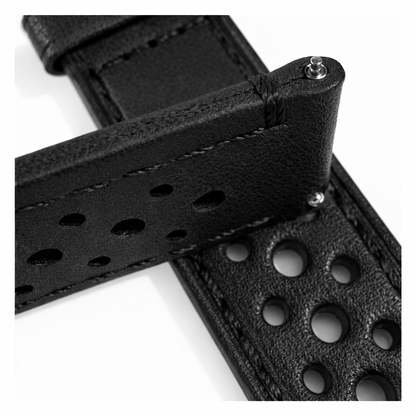 Cinturino per orologio Rally in pelle nera perforata - Rapido - Universale