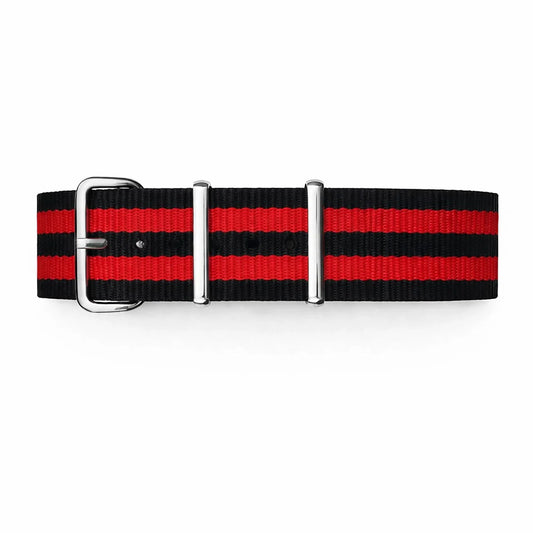 Black Nato Watch Strap / 2 Red Stripes