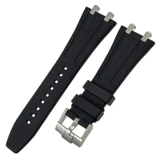 Masar Bracelet en Caoutchouc FKM Compatible avec AP Royal Oak 15400, 15500, 15510, 26331, 26239 et 26240 - Boucle Ardillon - Premium
