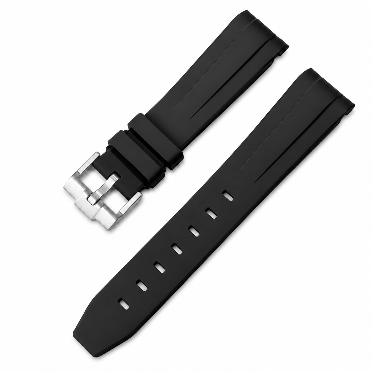 Bracelet de montre 20mm noir en caoutchouc fkm de qualité supérieur.