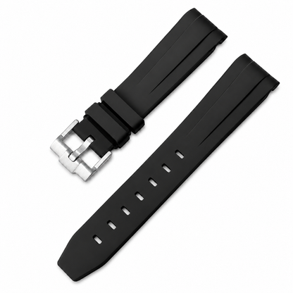 Bracelet de montre 20mm noir en caoutchouc fkm de qualité supérieur.