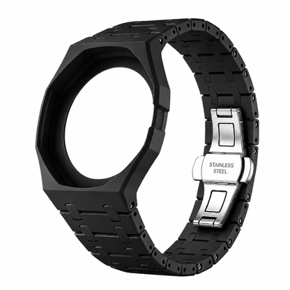 Black watch strap compatible with Swatch Royal Pop x AP Savonnette.