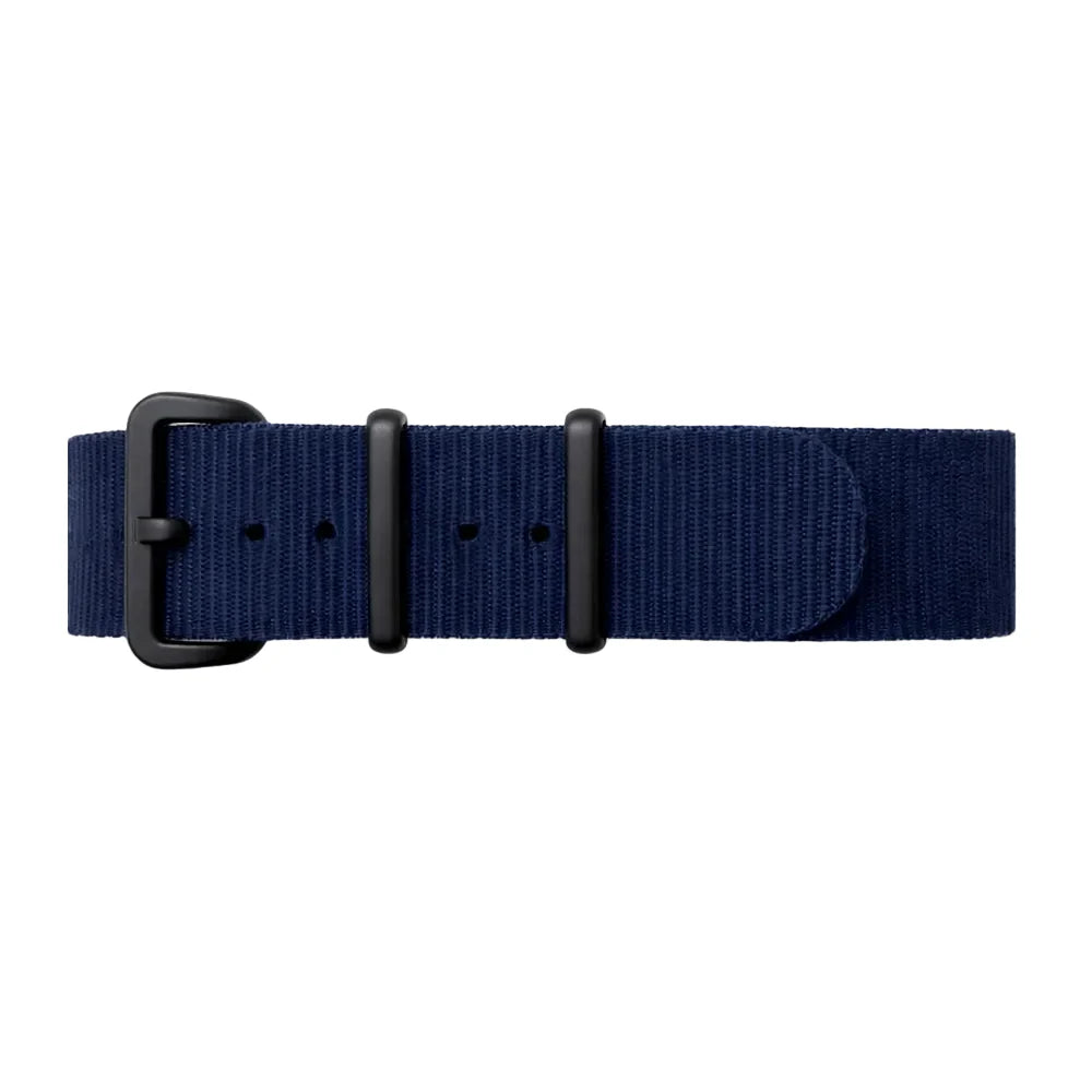 Masar Bracelet de Montre NATO Nylon Bleu Marine foncé / Boucle Noir - Souple - Épaisseur 1mm
