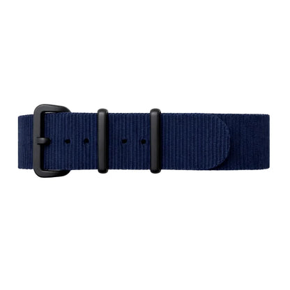 Masar Bracelet de Montre NATO Nylon Bleu Marine foncé / Boucle Noir - Souple - Épaisseur 1mm
