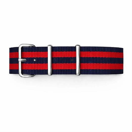Navy Blue Nato Watch Strap / 2 Red Stripes