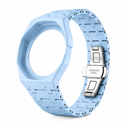 Blau Resin-Uhrenarmband kompatibel mit Swatch Royal Pop x AP Savonnette mit Krone bei 3 Uhr