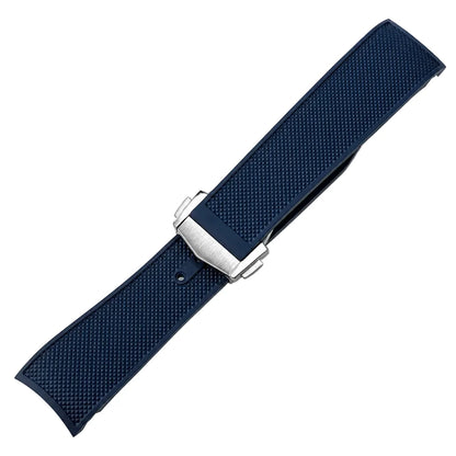 FKM Rubber Watch Strap Compatible with Longines Hydroconquest 21mm - Deployment Buckle / Curved