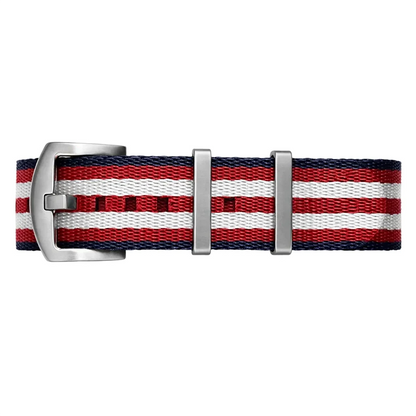 Bracelet Montre Nato Nylon Bleu/Blanc/Rouge - Boucle Acier Brossé -  Homme