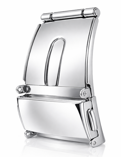Short Silver Deployment Buckle for Watch Straps without Pin Buckle - 3-Fold Butterfly Clasp - Mirror Polished Steel - 1 Pc