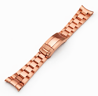 Cinturino per orologio in oro rosa 20 mm per Rolex Oyster massiccio/curvo - lucidato a specchio/spazzolato