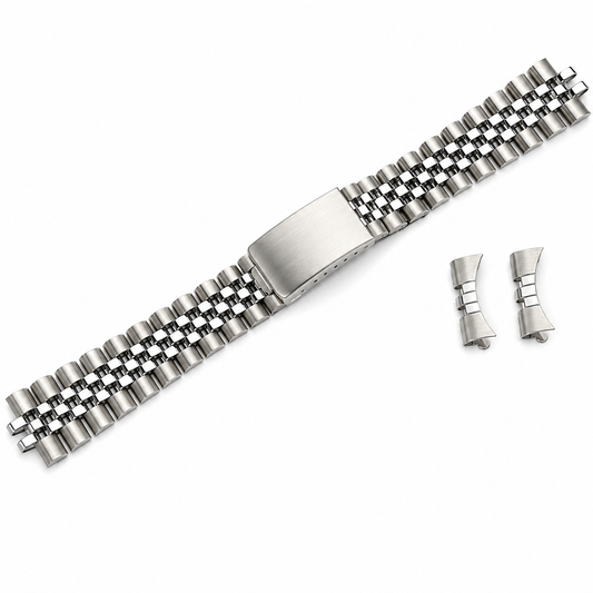 Masar Bracelet Montre Jubilee en Acier pour Rolex / Tudor - Vintage en Acier Brossé / Poli Miroir - Incurvé