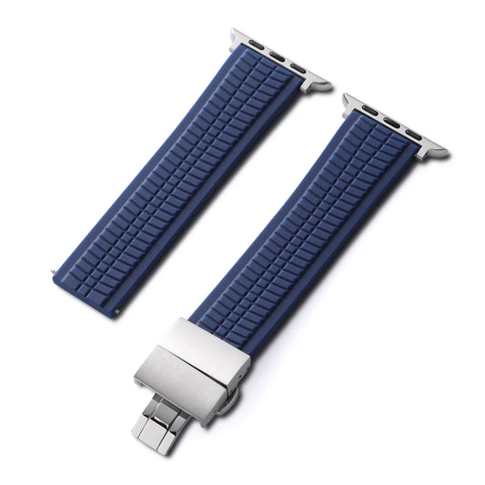 Masar Bracelet Caoutchouc FKM pour Apple Watch avec Adaptateur – Motif Gaufré Style Patek – Compatible Series 1 à 11, SE et Ultra