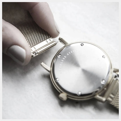 Bracelet de Montre Premium Inox 316L – Maille Milanaise Mesh Ø0,6mm – Libération Rapide – Universel – Argent