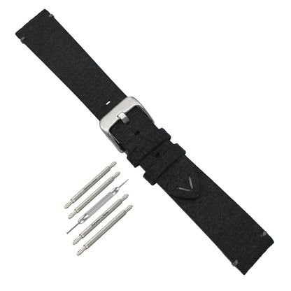Bracelets de montre noir Vegan 18mm, 20mm, 22mm - Feuilles d'ananas