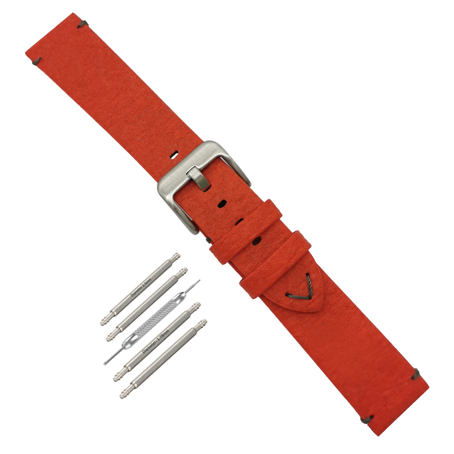 Correas de reloj veganas rojas de 18 mm, 20 mm y 22 mm