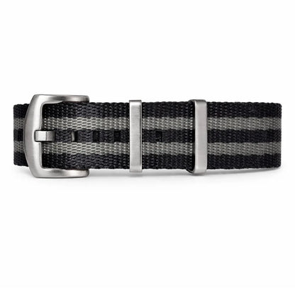 XXL 32cm Bracelet NATO Nylon Gris/Noir James Bond 007 - Boucle Satinée – Homme