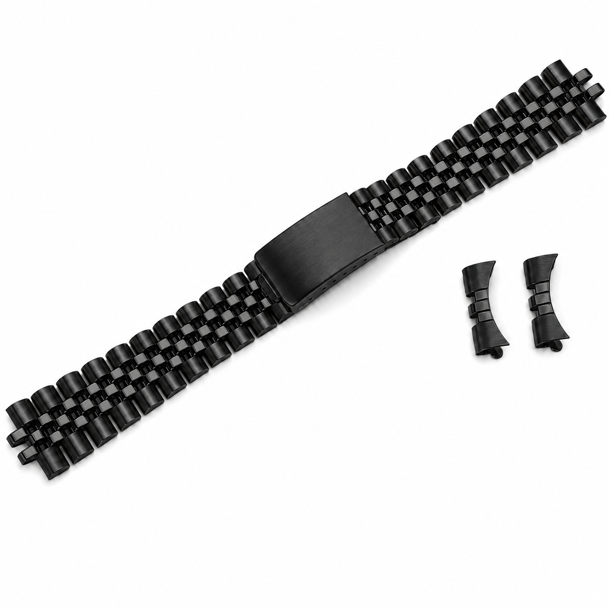 Black Jubilee Bracelet for Rolex / Tudor - Vintage in Brushed / Mirror Polished Steel - Curved