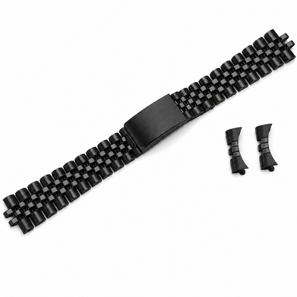 Black Jubilee Bracelet for Rolex / Tudor - Vintage in Brushed / Mirror Polished Steel - Curved