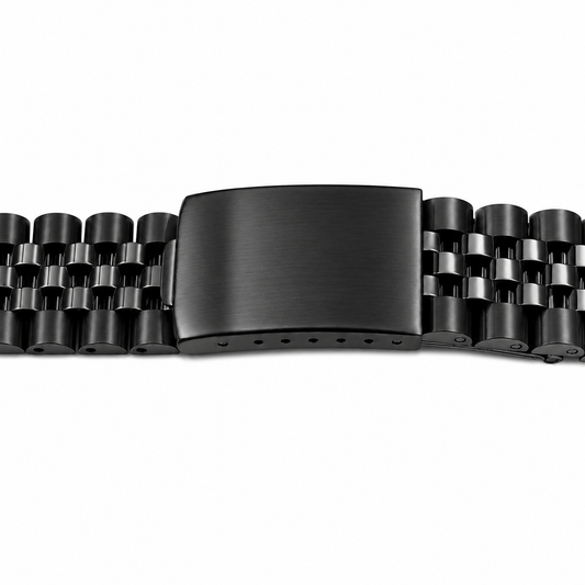 Bracelet Jubilee Noir pour Rolex / Tudor - Vintage en Acier Brossé / Poli Miroir - Incurvé