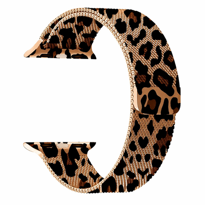 Cinturino a maglia milanese leopardata per Apple Watch - Magnetico - Acciaio