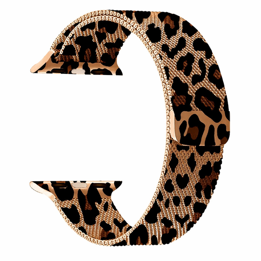 Bracelet Milanais Leopard pour Apple Watch - Band Magnétique - Acier