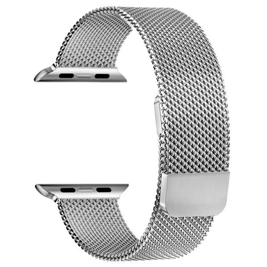 Bracciale Milanese Argento Compatibile con Apple Watch - Doppio Magnetico