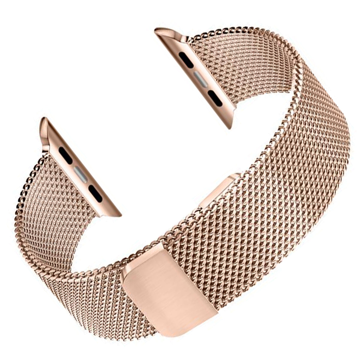 Bracelet milanais compatible Apple watch 42/44/45/49 mm iwatch band - Maille Milanaise Double magnétique - Or Rose Gold