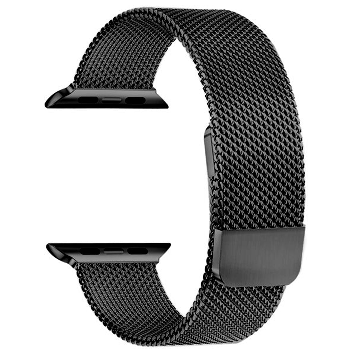 Correa milanesa compatible con Apple Watch iWatch Band - Malla milanesa con doble imán - Negra