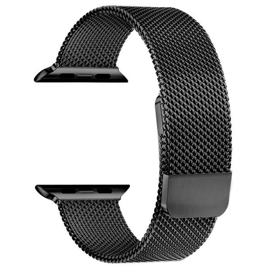 Bracelet milanais compatible Apple watch iwatch band - Maille Milanaise Double magnétique - Noir