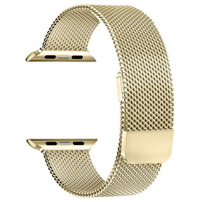 Correa milanesa compatible con Apple Watch iWatch Band - Malla milanesa con doble imán - Dorada