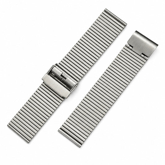 Bracelet Montre à Maillons Acier plats – Fermoir Double - Universel
