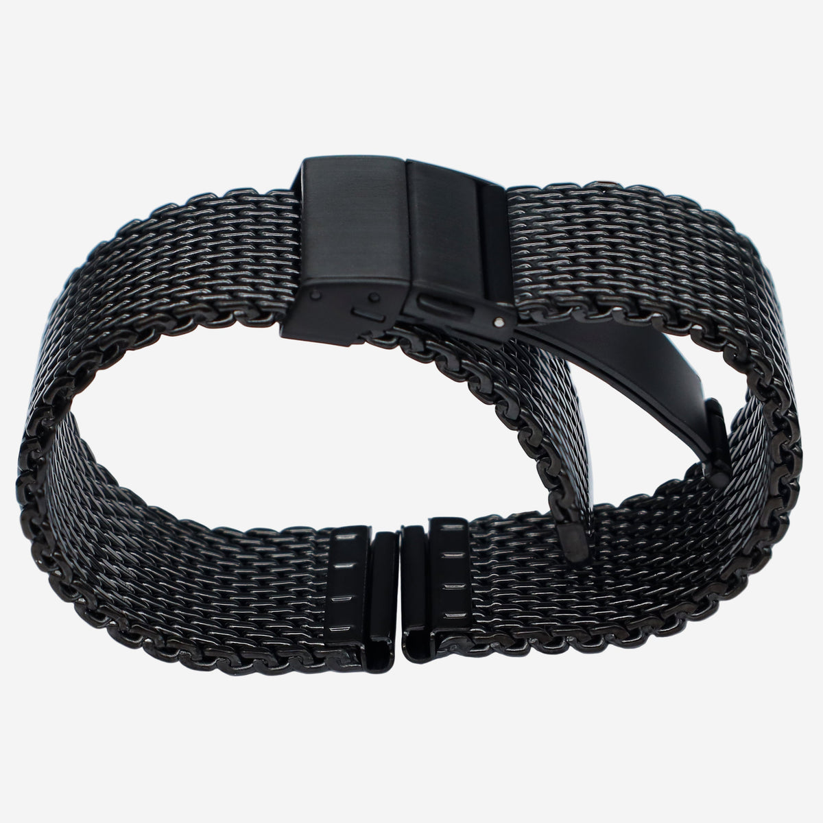 Masar Bracelet montre Noir Maille Milanaise Ø 1,0mm - Boucle Déployante – Homme – Universel