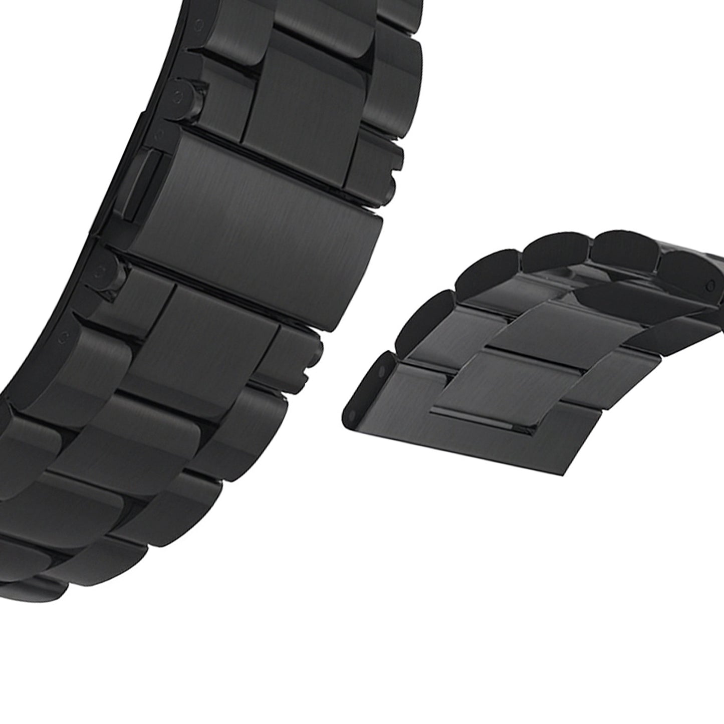 Bracelet de Montre 22mm à Maillons Acier Inoxydable 304L - 3 Rangées - Noir