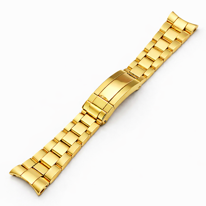 Cinturino per orologio in acciaio oro 20mm per Rolex Oyster massiccio / ricurvo - lucidato a specchio / spazzolato