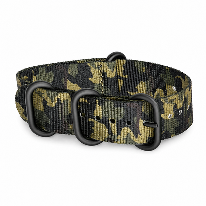ZULU Strap - Jungle Camouflage - Black Buckle - 1.2mm Nylon