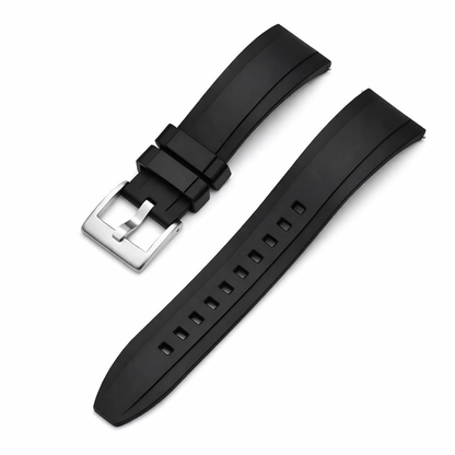 Masar Bracelet Montre Caoutchouc FKM - Style Submariner - Rapide / Boucle Acier Brossé - Universel