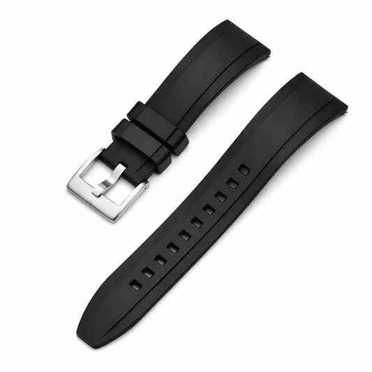 Masar Bracelet Montre Caoutchouc FKM - Style Submariner - Rapide / Boucle Acier Brossé - Universel