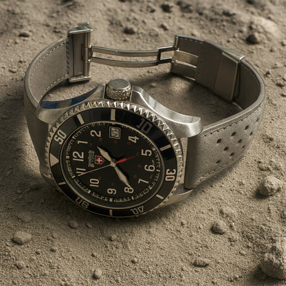 Masar Bracelet Montre Cuir Suède (Daim) - Gris - Boucle Déployante - Universel