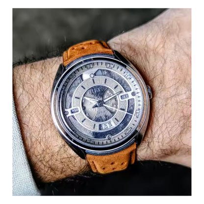 Masar Bracelet Montre Cuir Suède (Daim) - Marron - Boucle Déployante - Universel