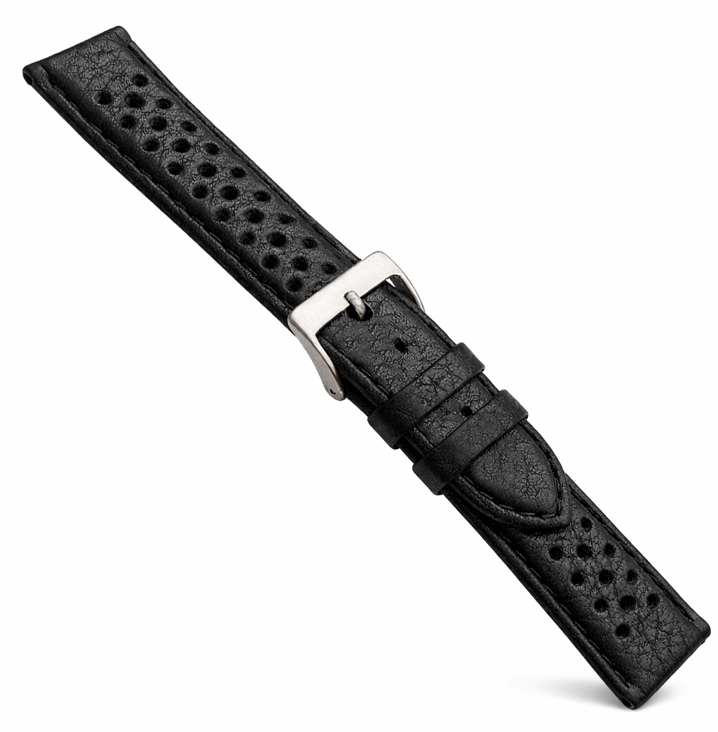 Leather Watch Strap - Perforated Rally Style - 4.4mm Padding - Universal