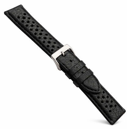 Leather Watch Strap - Perforated Rally Style - 4.4mm Padding - Universal
