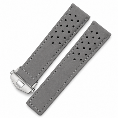 Masar Bracciale Orologio Pelle Scamosciata (Daim) - Grigio Talpa - Fibbia Deployante - Universale