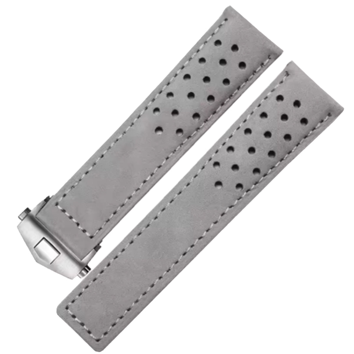 Bracelet de Montre Cuir Suède (Daim) - Gris - Boucle Déployante - Universel