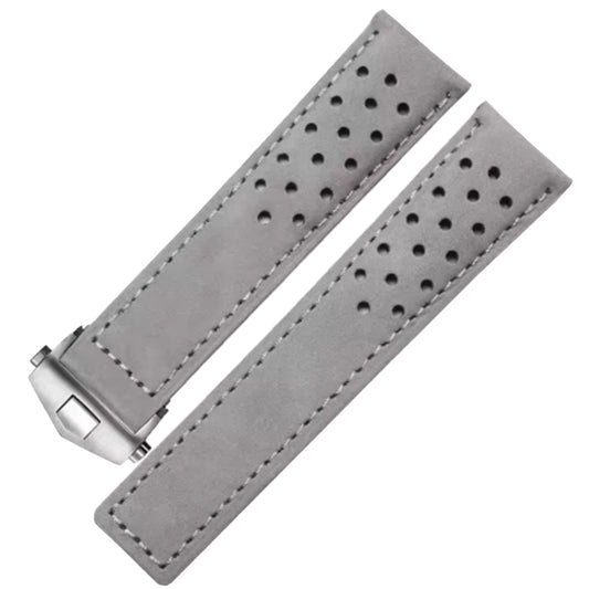 Bracelet de Montre Cuir Suède (Daim) - Gris - Boucle Déployante - Universel