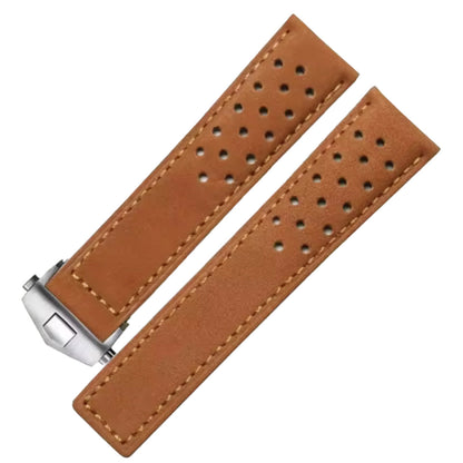 Masar Bracelet Montre Cuir Suède (Daim) - Marron - Boucle Déployante - Universel