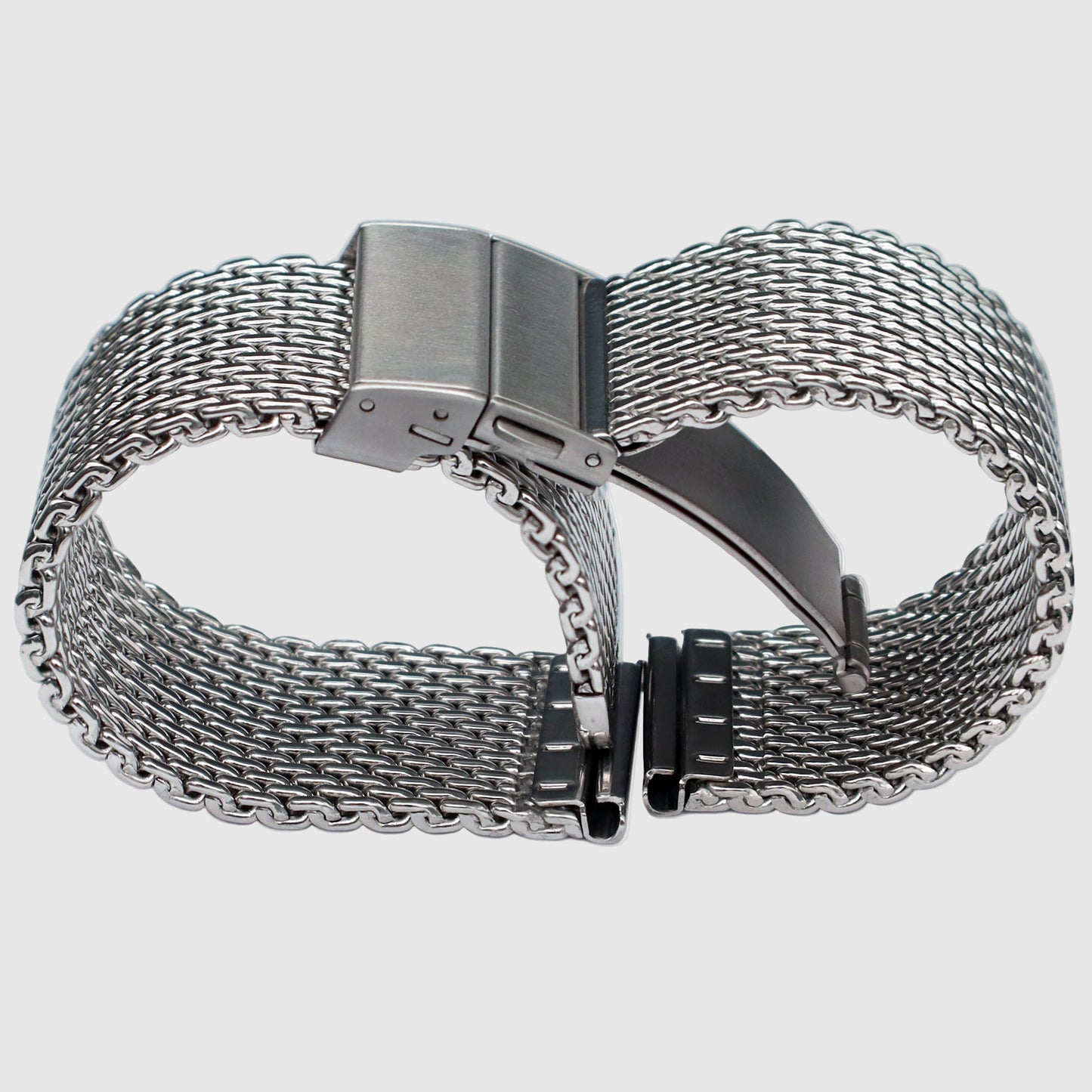 Masar Silver Milanese Mesh Watch Bracelet Ø 1.0mm - Deployment Clasp - Men's - Universal