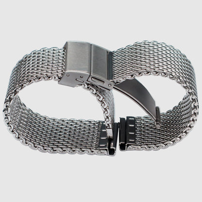 Silver Milanese Mesh Watch Bracelet Ø 1.0mm - Deployment Clasp - Men's - Universal