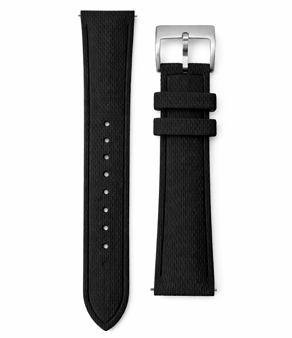 Masar Bracciale Orologio Gomma FKM - SAILCLOTH Finemente Testurizzato - Rapido - Fibbia Ad Ardiglione - Universale