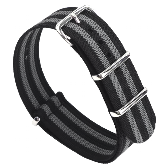 Masar Bracelet Nato 22mm James Bond G10 Nylon - Gris Noir