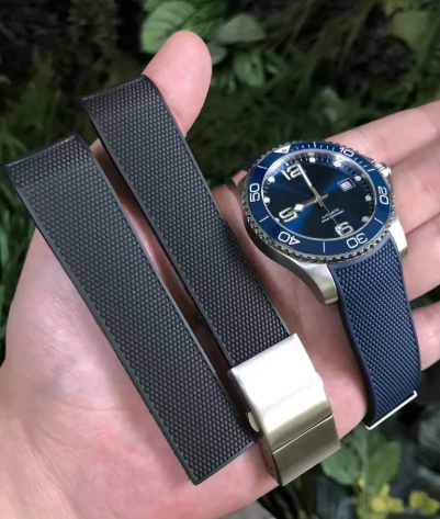 FKM Rubber Watch Strap for Longines - Deployment Clasp - Hydroconquest L3 Conquest